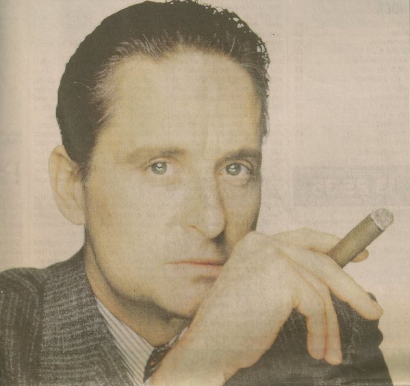 Gordon Gekko smoking a cigar